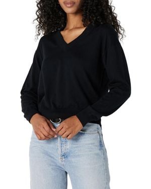 Amazon Essentials Relaxed-fit Lightweight V-neck Cropped Sweater - Black