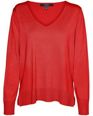 Vero Moda Vmsilje Ls V-Neck Ga Noos Pullover - Rot