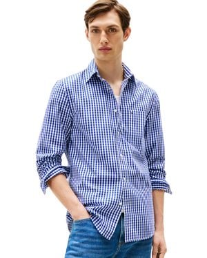 Tommy Hilfiger Flex Poplin Gingham Shirt Mw0mw39452 L/s Shirt - Blauw