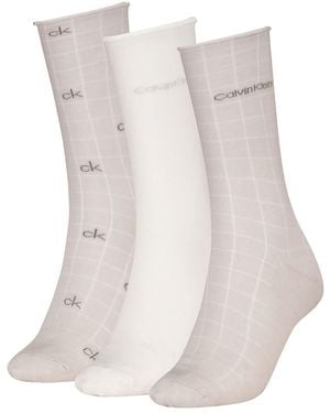 Calvin Klein Giftbox Grid All Over Print Classic Sock - Grey