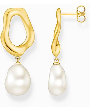 Thomas Sabo Boucles d'oreilles avec perle Natural Beauty plaqué or - Métallisé