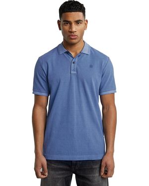 G-Star G-star Dunda Overdyed Slim Poloshirt Voor - Blauw