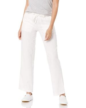 Amazon Essentials Linen Blend Drawstring Relaxed-fit Wide-leg Trouser - White