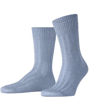 FALKE Socken Bay Ribs M So Baumwolle Leinen einfarbig 1 Paar - Blau