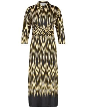 Gerry Weber Midikleid mit Wickeloptik Langarm Gemustert lang Black/Gold Ikat Panneaux 36 - Mettallic