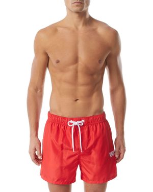 DIESEL Mittellange Badeshorts mit Logo - Rot