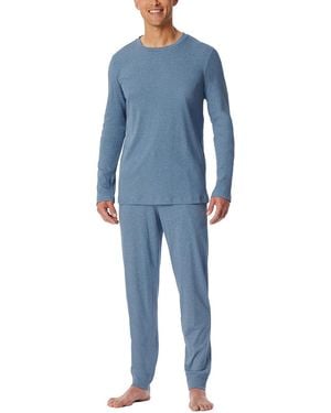 Schiesser Kurz V-Ausschnitt-Comfort Nightwear Nachthemd - Blau