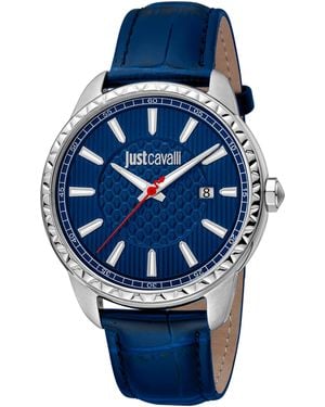 Just Cavalli Orologio Analogico al Quarzo Uomo con Cinturino in Pelle JC1G176L0125 - Blu