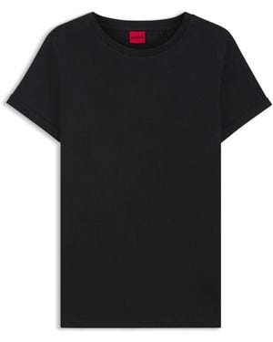 HUGO S The Plain Tee Cotton-jersey T-shirt With Reversed-logo Print Black