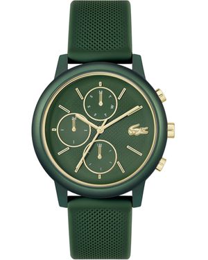 Lacoste Orologio Analogico Multifunzione al Quarzo da Uomo Collezione .12.12 MOVE con Cinturino in Silicone Verde