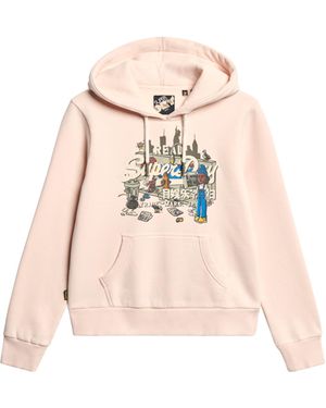Superdry New York Hoodie mit Grafikprint Pink Tonerde 36 - Mehrfarbig