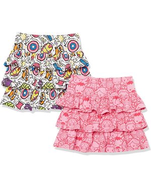 Amazon Essentials Disney | Marvel | Star Wars | Frozen | Princess Faldas Cortas de Punto con pantalón Interior y Volantes Niña - Rosa