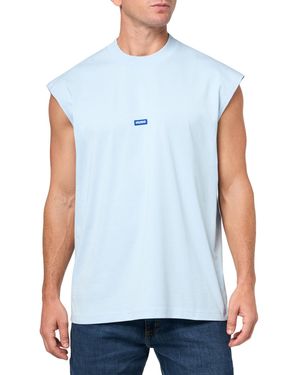HUGO Small Logo Block Muscle Tank - Blue