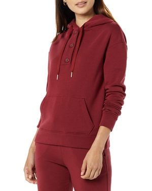 Amazon Essentials Fleece Long-sleeved Henley Hoodie - Red