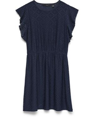 Vero Moda Vmtassa Sl Frill Short Dress JRS Noos - Blau