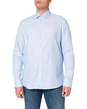 Hackett Texture Sky/white Str Shirt - Blue