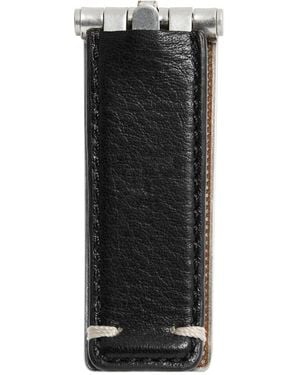 Fossil Leather Leather Wrapped Hinged Money Clip - Nero