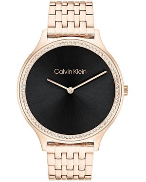 Calvin Klein Reloj De Movimiento De Cuarzo De Dos ecillas para Mujer Colección CK Timeless con Correa de Acero Inoxidable de Oro Rosa - Metálico