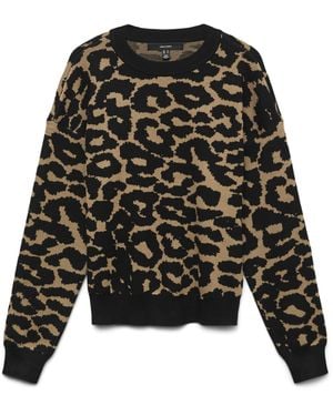 Vero Moda Vmsiljeanimal LS O-NCK-Pullover Ga Noos - Nero