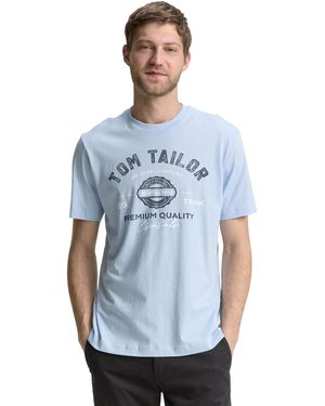 Tom Tailor T-Shirt aus Baumwolle mit Logo-Print - Blau