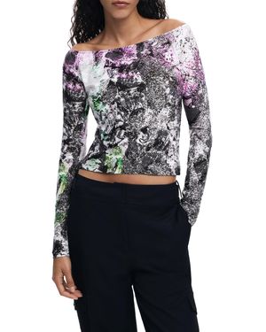 Desigual Damen Bluse Darrell – Wickelbluse Mit V-Ausschnitt, Gepufften Ärmeln & Blumenmuster, Regular Fit