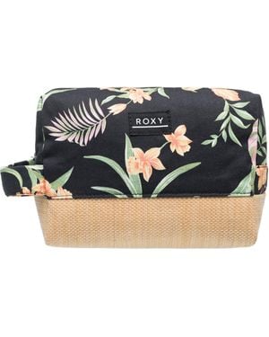 Roxy S Misty Jetties Travel Cube | Makeup Bag | Toiletries | Storage Case | Vacation | Small | Floral | Tropical | Anthracite Island - Black