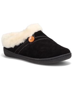Clarks S Kimberly Suede Clog Slipper With Faux Fur Lining - Multicolour