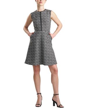 Natori Japanese Check Split V Neck Dress Length 37" - Multicolor