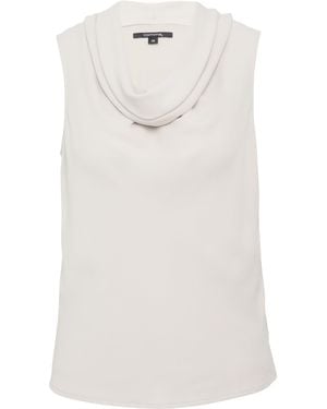 Comma, Top mit Wasserfall-Ausschnitt im Fabricmix helles beige 46 - Weiß