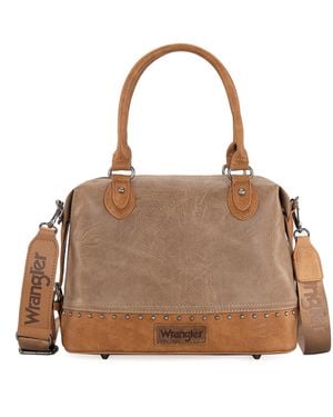 Wrangler Small Doctor Bag For Vintage Satchel Bag Western Handbags With Wide Strap - Brown