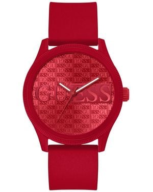 Guess Watches Gents Reputation Uhr analog Quarzwerk mit Silikon Armband GW0780G2 - Rot