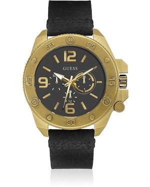 Guess Analoog Kwartshorloge Voor Met Lederen Armband W0659g2 - Zwart