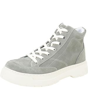 HUGO S Urian Hito Stacked-logo High-top Boots In Suede Size 6 - Metallic