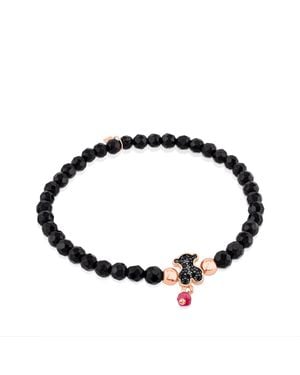Tous Armband mit Motiv aus rosa Vermeil-Silber - Schwarz
