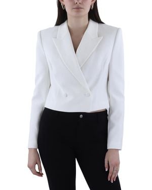 BCBGMAXAZRIA Long Sleeve V Neck Cropped Blazer - White