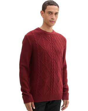 Tom Tailor 1043343 Basic Pullover mit Struktur - Rot