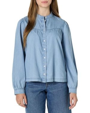 Amazon Essentials Relaxed-Fit Langärmlige Jeansbluse Chambray - Blau