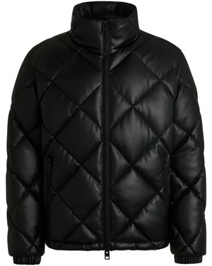HUGO Steppjacke Aus Kunstleder Mit Stack-Logo - Schwarz
