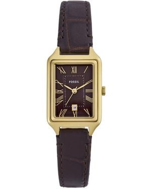 Fossil Analog Quarz Uhr mit Leder Armband ES5367 - Mettallic