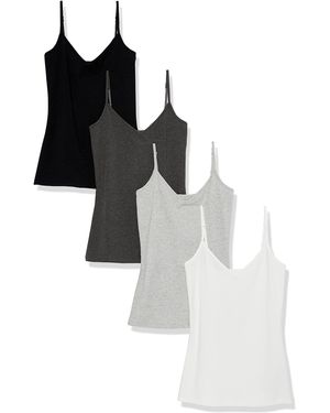 Amazon Essentials Canottiera in Maglia con Scollo a V vestibilità Aderente - Nero