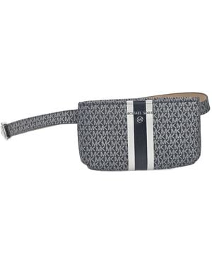 Michael Kors 556346c Black/silver With Silver Hardware Mk Logo Design Waist Bag Fanny Pack Size S/m