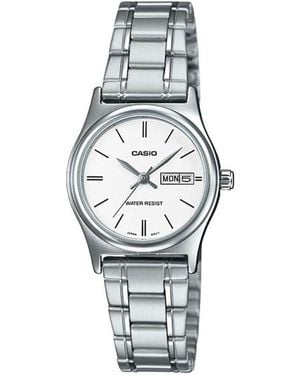 G-Shock LTP-V006D-7B2 Standard Stainless Steel White Dial Day Date Watch - Metallizzato