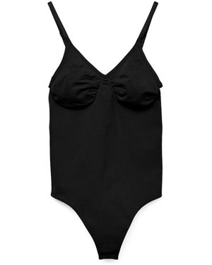 Vero Moda Vmsilla V-Neck Shape Bodystocking Body con Scollo a V - Nero