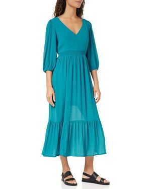 French Connection Cora Tiered Midi Dress Casual - Blue