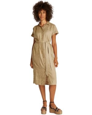 Tommy Hilfiger Vestido camisero Mujer Linen Belted de manga corta - Negro