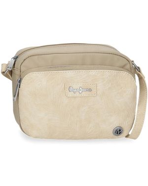 Pepe Jeans Jana Bandolera Beige 21,5x15x5 cms Poliéster con Detalles en Piel Sintética by Joumma Bags - Neutro