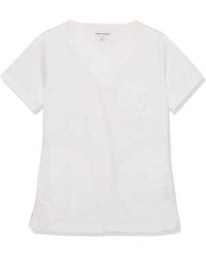 Amazon Essentials Top a maniche corte con scollo a V dalla vestibilità classica - Bianco