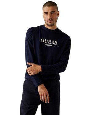 Guess Embroidery Logo Long Sleeve T-Shirt L - Nero