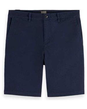 Scotch & Soda Core-stuart-cotton-blend Twill Short - Blue