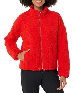 Amazon Essentials Fleece Zip-up Sherpa Jacket With Stand Neck - Red